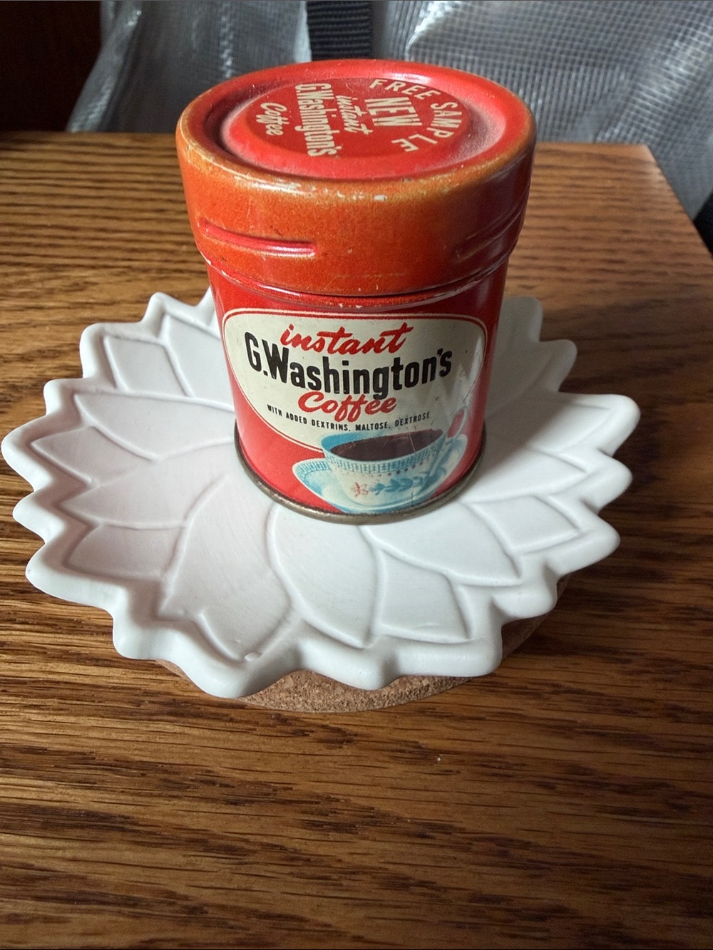Instant Coffee Tin in Red - Vintage Home Accent